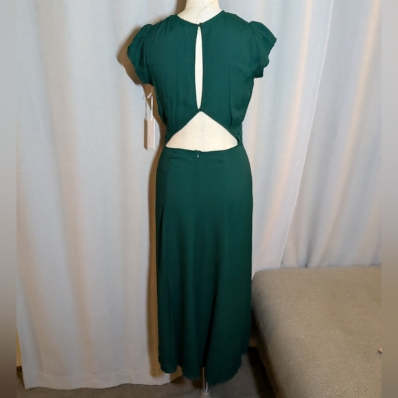 NEW Reformation Gavin Dress Emerald Green Midi Size 0 Open Back Short Sleeve - Picture 8 of 11